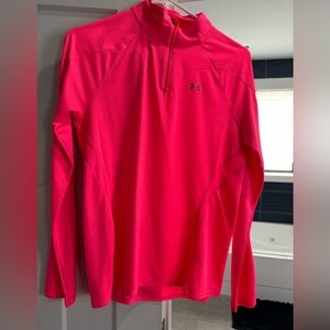 Bright hot pink under armour 1/2 zip pullover semi fitted medium heat gear